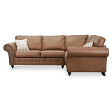 Edward Chocolate Faux Leather Right Hand Corner Sofa from Roseland Furniture