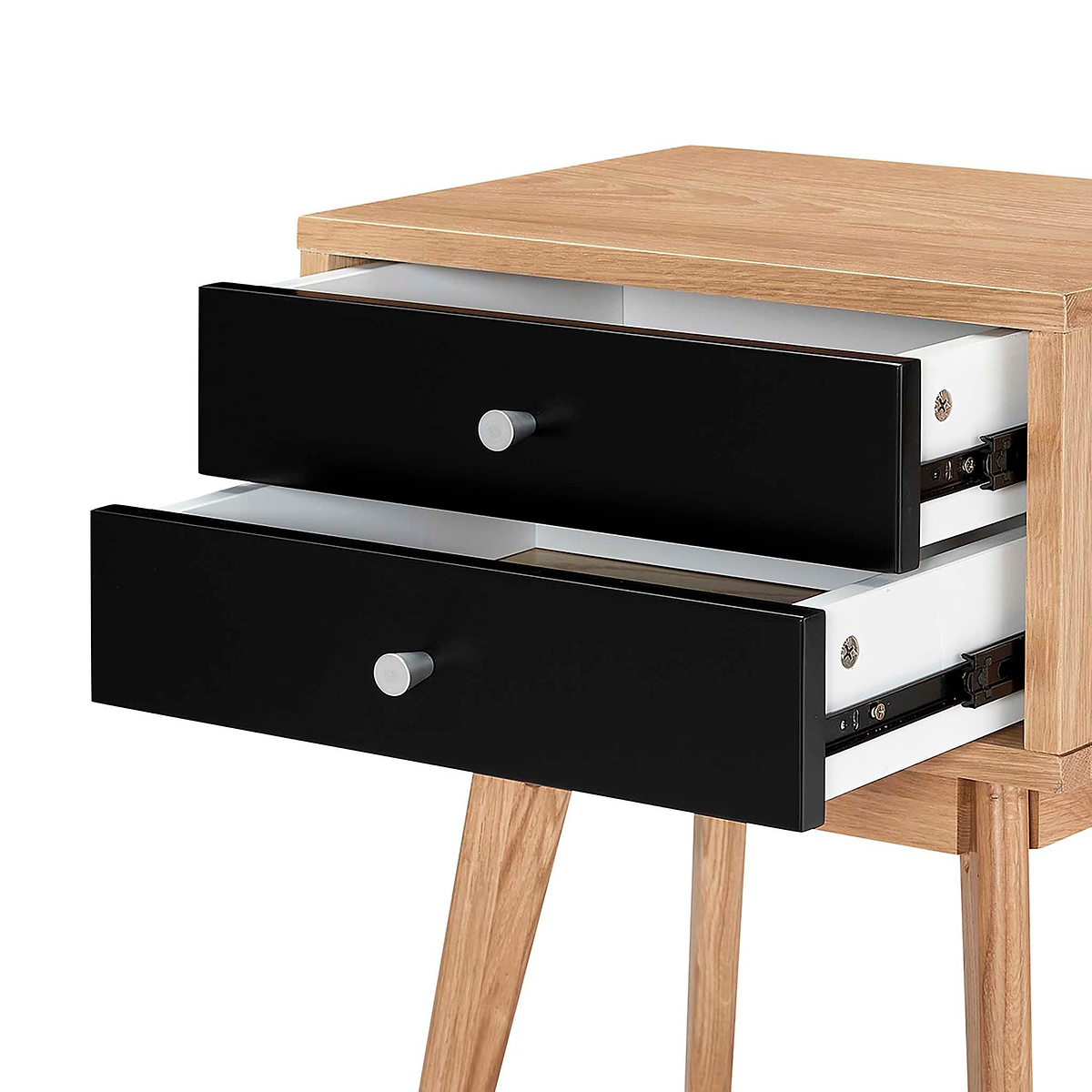 Aubrey Black 2 Drawer Bedside Table
