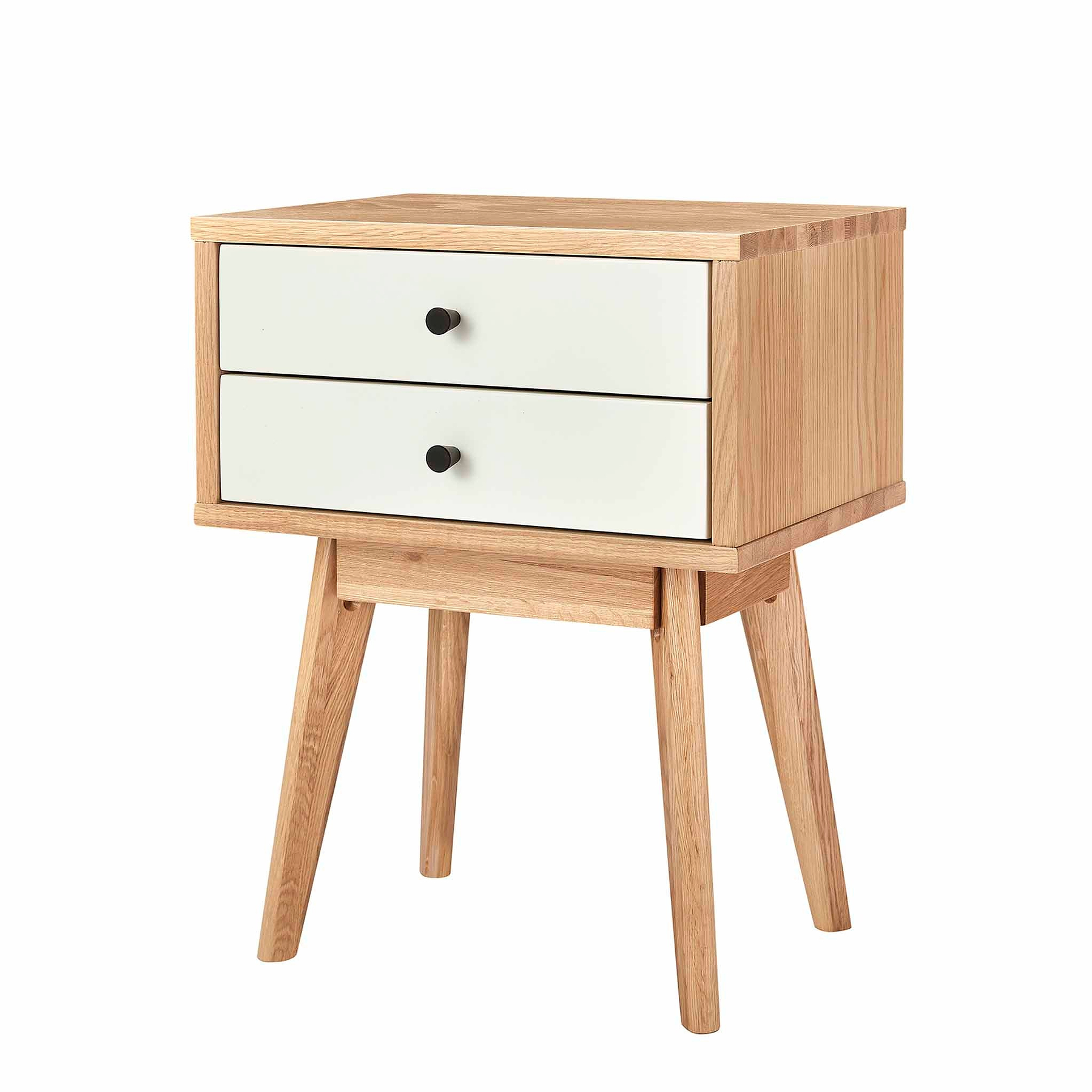 Aubrey White 2 Drawer Bedside Table