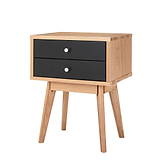 Aubrey Grey 2 Drawer Bedside Table