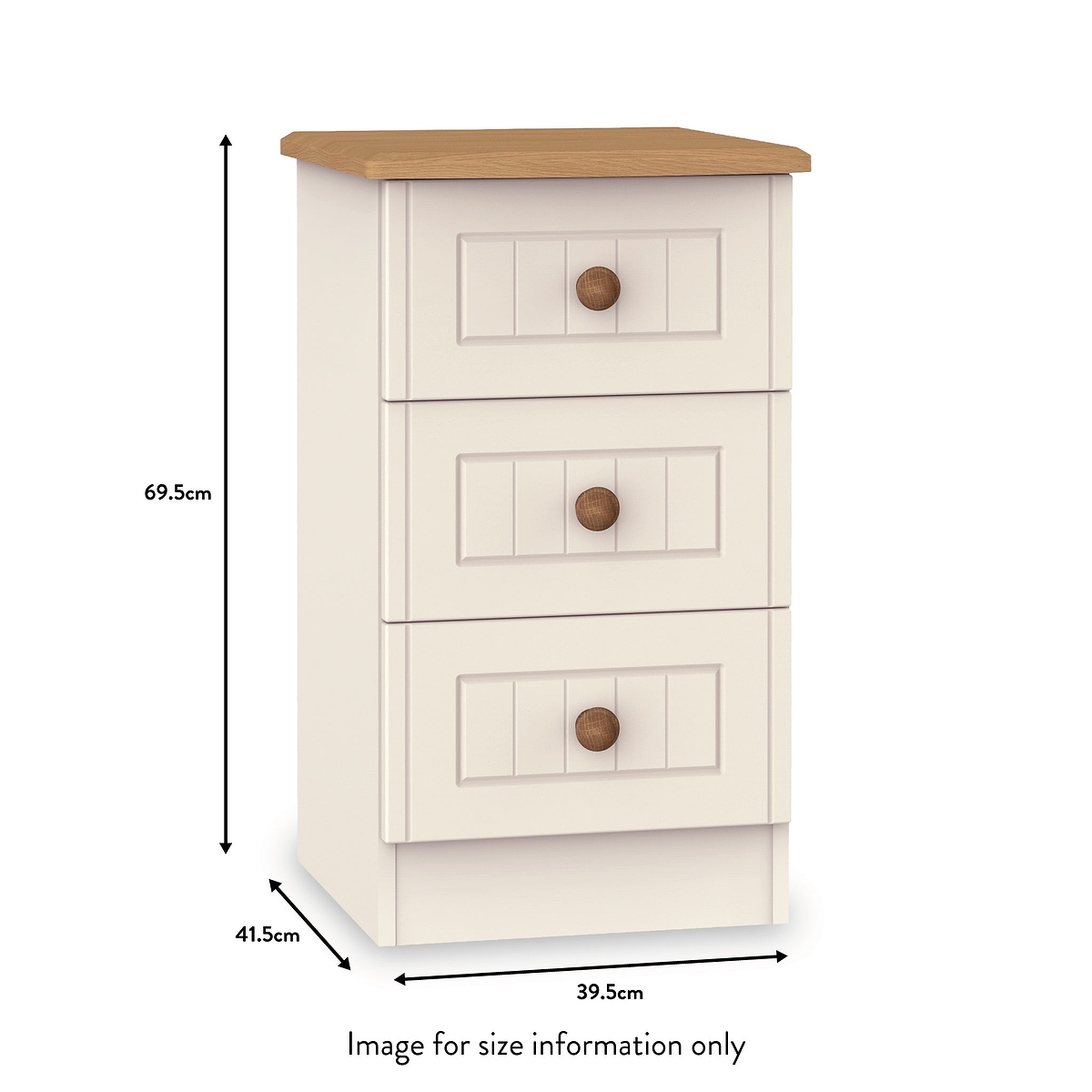 Brixham Cream 3 Drawer Bedside from Roseland