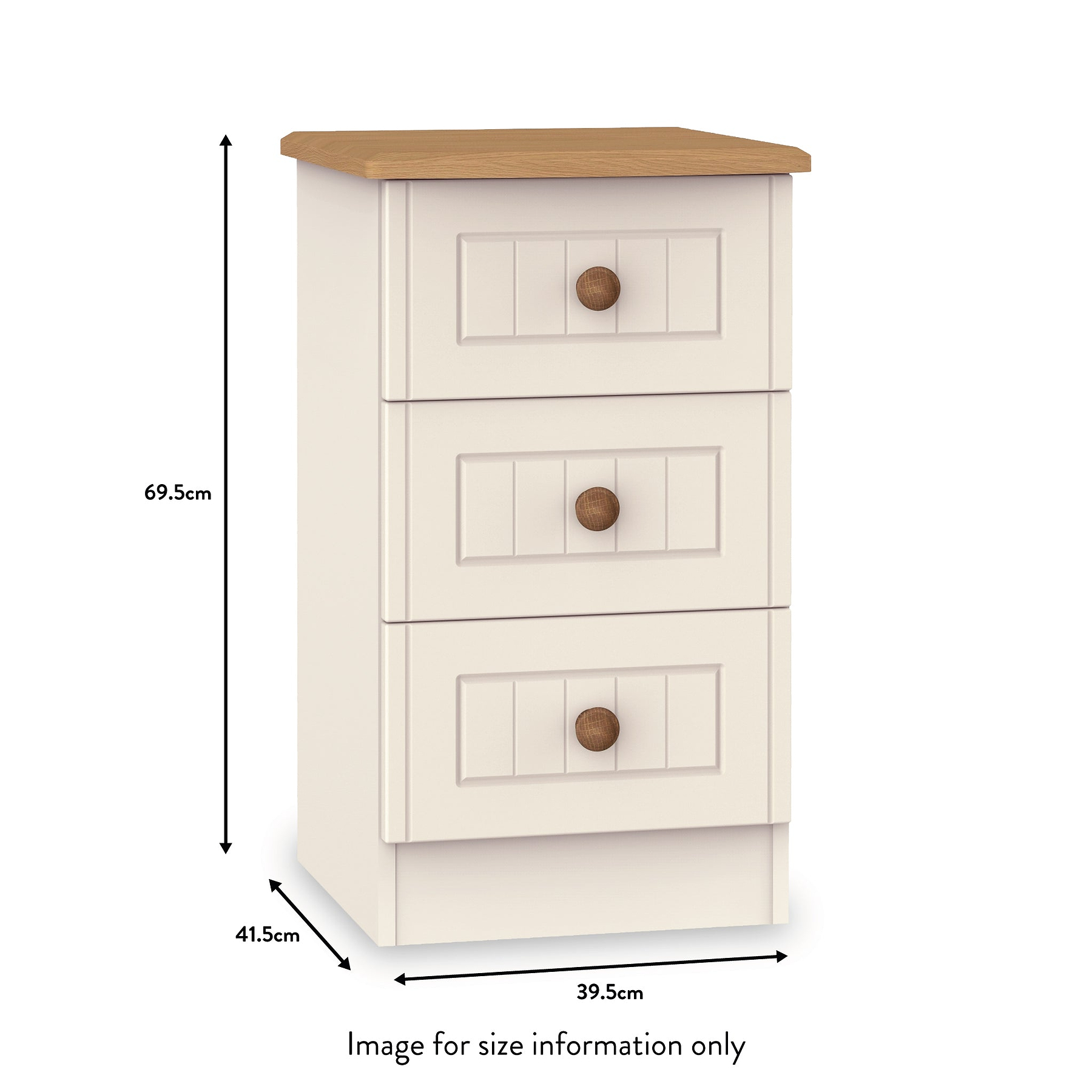 Brixham Cream 3 Drawer Bedside from Roseland