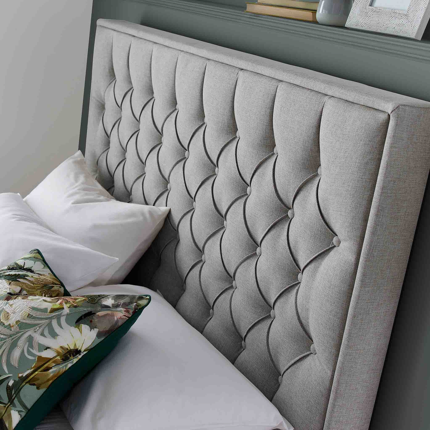 Sutton Grey Upholstered Fabric Ottoman Storage Storage Bed 