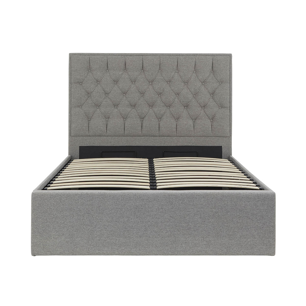 Sutton Grey Upholstered Fabric Ottoman Storage Storage Bed 