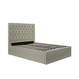 Sutton Oatmeal Upholstered Fabric Ottoman Storage Storage Bed 