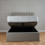Sutton Oatmeal Upholstered Fabric Ottoman Storage Storage Bed 