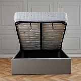 Sutton Oatmeal Upholstered Fabric Ottoman Storage Storage Bed 