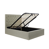 Sutton Oatmeal Upholstered Fabric Ottoman Storage Storage Bed 