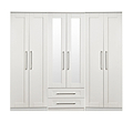 Bellamy White Large 6 door Mirrored Wardrobe with 2 Drawers from Roseland