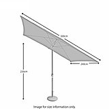  Rectangular Parasol with Grey aluminium Frame - Size Guide
