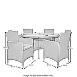 Vada 140cm 6 Seat Rattan Round Dining Set - Size Guide