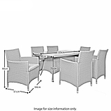 Vada 150cm 6 Seat Rattan Rectangular Dining Set - Size Guide