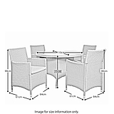 Vada 110cm 4 Seat Rattan Round Dining Set - Size Guide