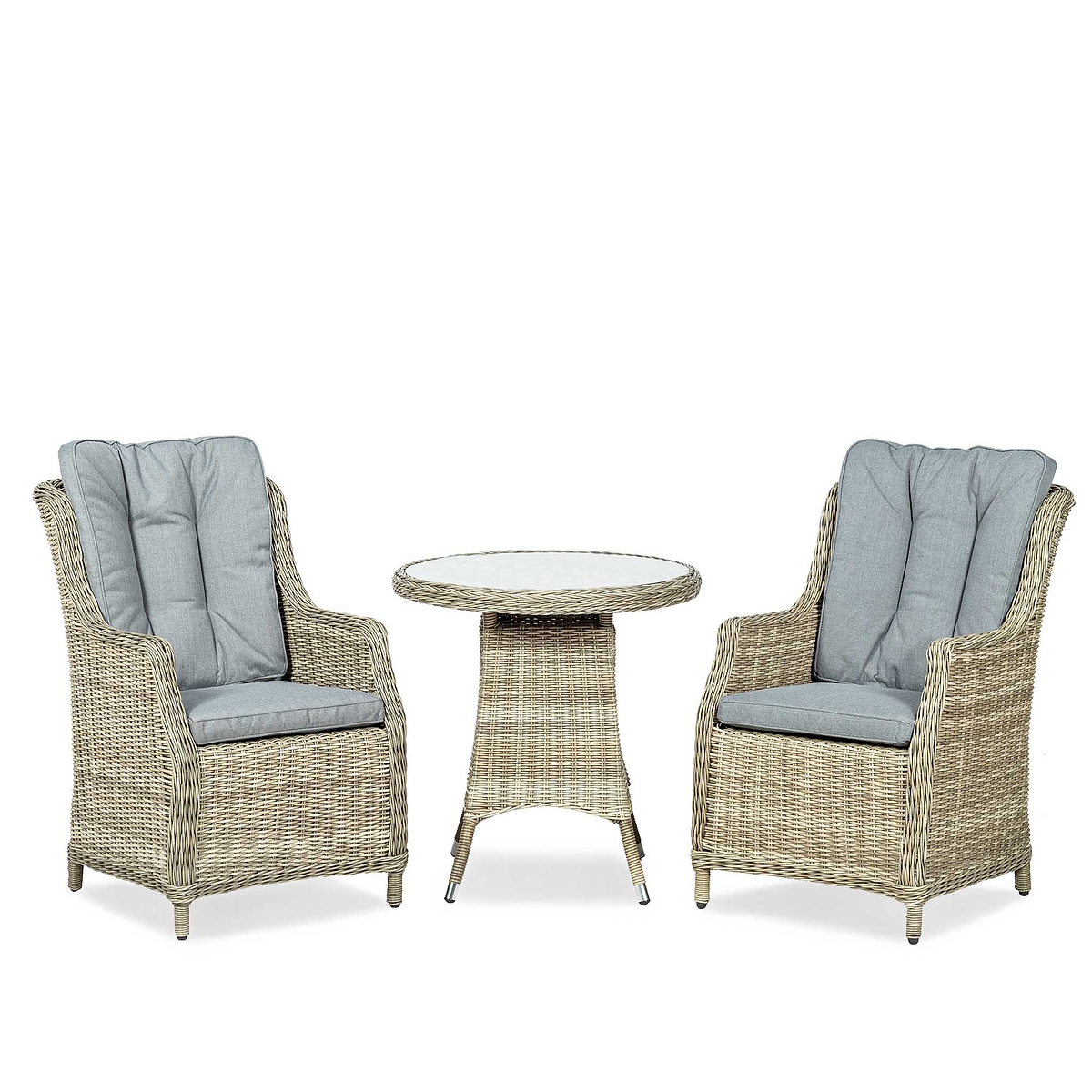Wentworth 2 Seat Highback Rattan Garden Bistro Set from Roseland Home Furniture