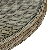 Wentworth 2 Seat Rattan Garden Bistro Set close up of rattan and glass top