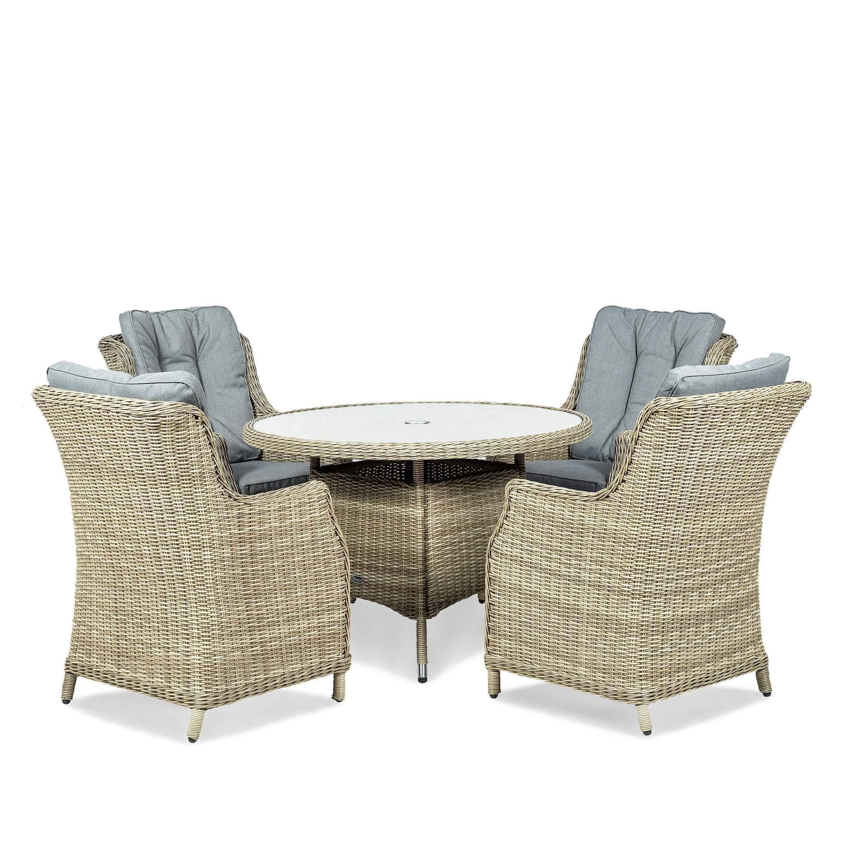 Wentworth 4 Seat 110cm Highback Rattan Outdoor Dining Set