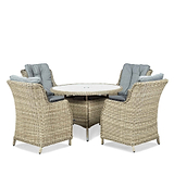 Wentworth 4 Seat 110cm Highback Rattan Outdoor Dining Set