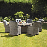 Wentworth 6 Seat 140cm Highback Rattan Outdoor Dining Set