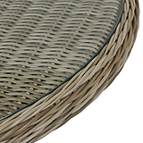 Wentworth 2 Seat Highback Rattan Garden Bistro Set close up of glass top