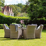 Wentworth 6 Seat 140cm Highback Rattan Garden Dining Set Lifestyle Setting