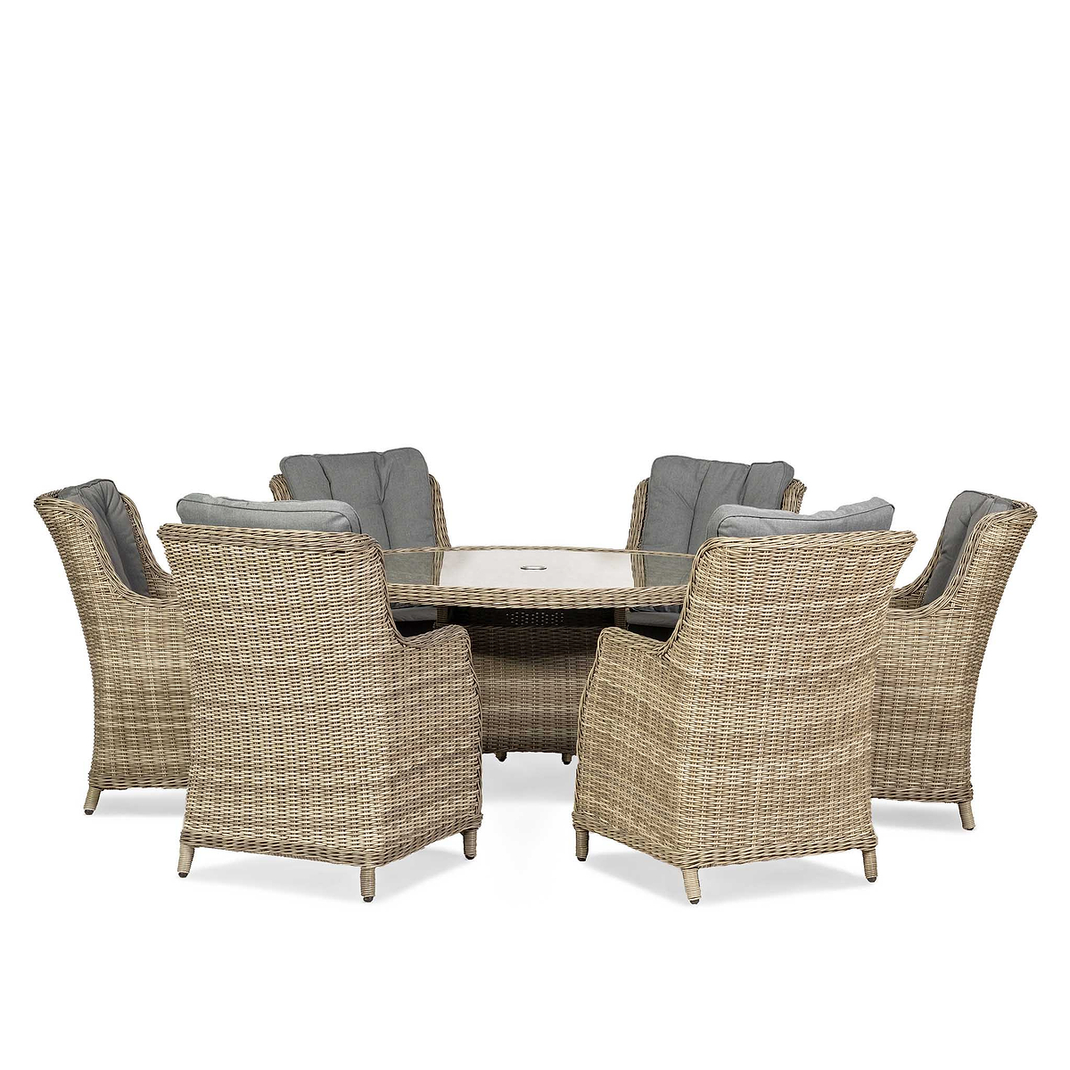Wentworth 6 Seat 140cm Highback Rattan Garden Dining Set from Roseland Home Furniture