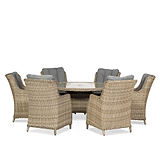 Wentworth 6 Seat 140cm Highback Rattan Garden Dining Set from Roseland Home Furniture