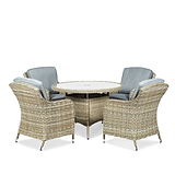 Wentworth 4 Seat 110cm Round Deluxe Rattan Dining Set from Roseland Home Furniture