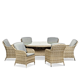 Wentworth 6 Seat 200cm Ellipse Deluxe Rattan Garden Dining Set from Roseland Home Furniture