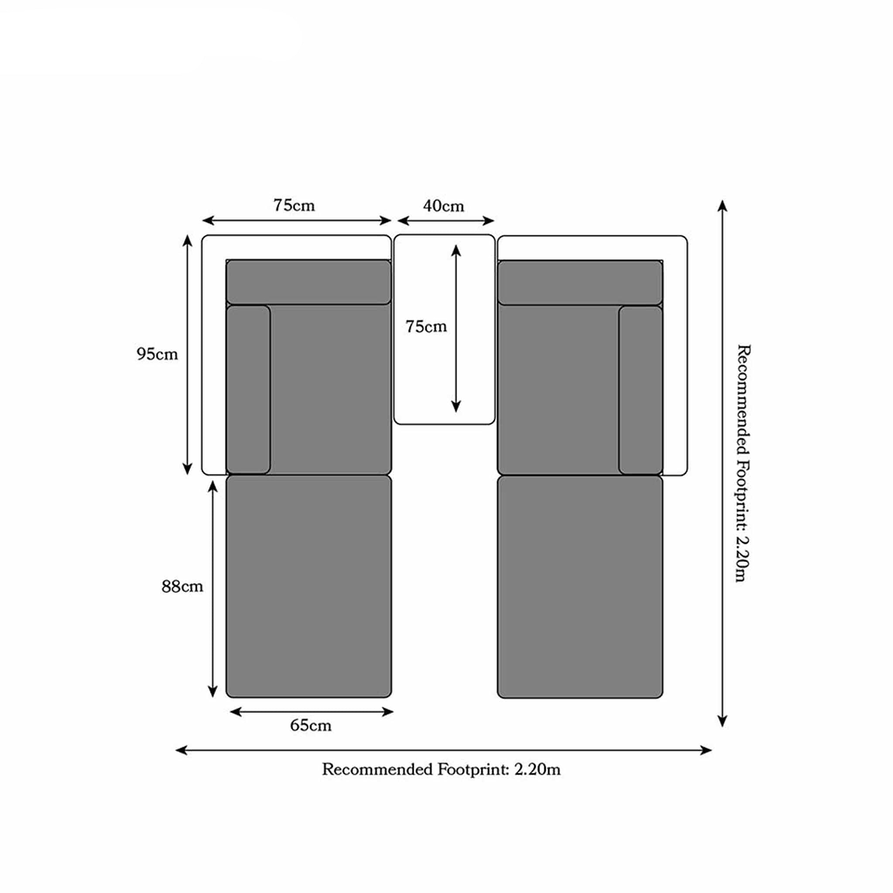 Wentworth Multi Positional Garden Relaxer Sun Lounger Set Dimensions & Size Guide Arrangement 1