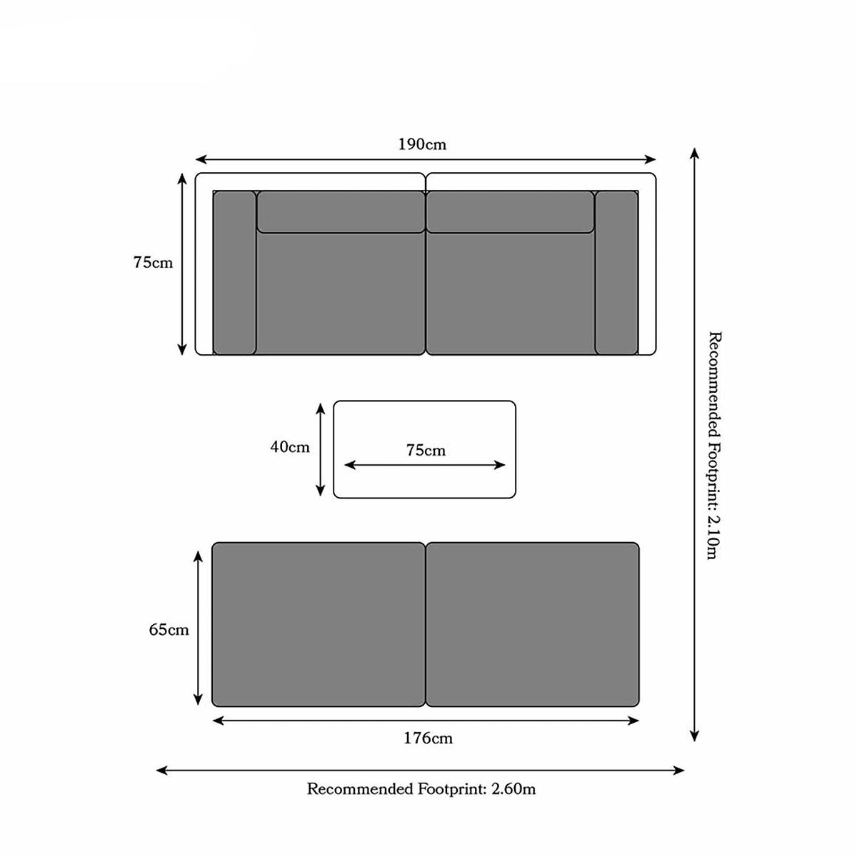 Wentworth Multi Positional Garden Relaxer Sun Lounger Set Dimensions & Size Guide Arrangement 3