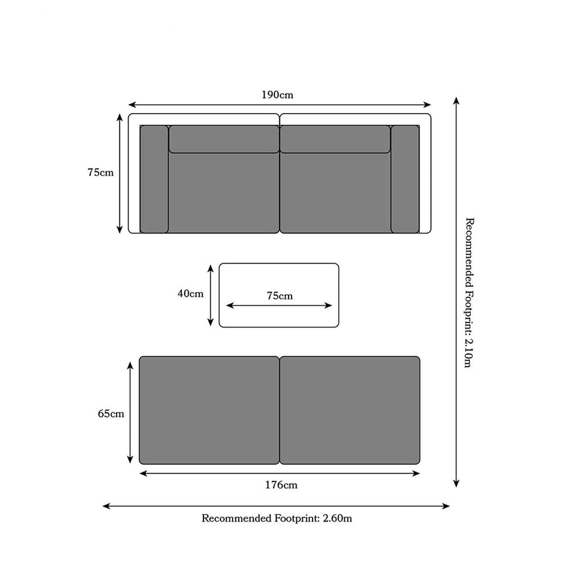Wentworth Multi Positional Garden Relaxer Sun Lounger Set Dimensions & Size Guide Arrangement 3