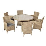 Wentworth 140cm 6 Seater Rattan Round Garden Dining Set