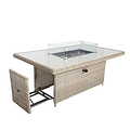 Wentworth Rattan 170cm Fire Pit Garden Dining Table & Lounge Set with gas compartment 