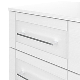 Bellamy White 5 Drawer Storage Chest chrome handle close up