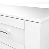 Bellamy White 5 Drawer Storage Chest wood grain close up