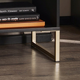 Hudson Black 2 open shelf cabinet table with gold legs