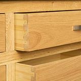 Dovetail joints on a London Oak Large Smart TV Stand.