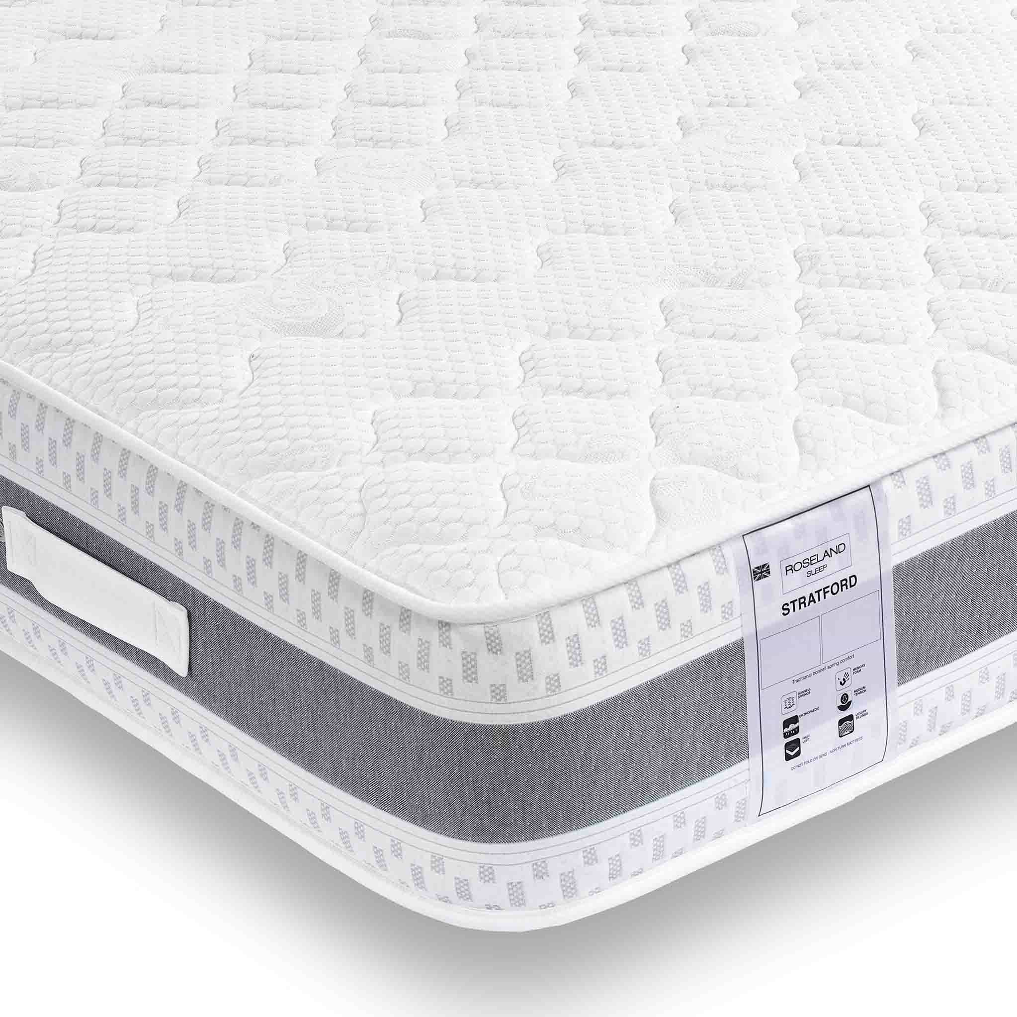 Corner view of the Roseland Sleep Stratford Memory Coil Mattress
