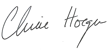 Handwritten signature reading “Claire Hogu” in black ink on a light background.