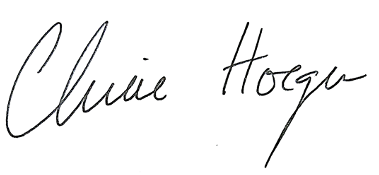 Handwritten signature reading “Claire Hogu” in black ink on a light background.