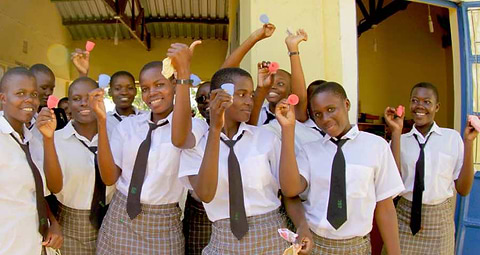 Girls showing cups