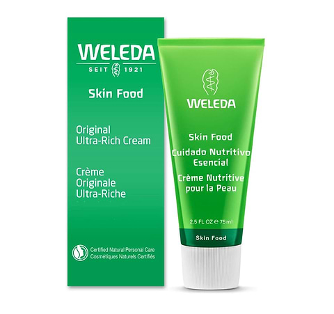 Tube and box of Weleda Skin Food original ultra-rich moisturizing cream.