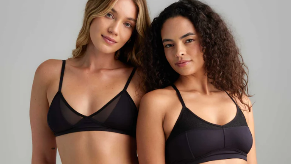 Models Wearing Saalt Mesh Bralettes
