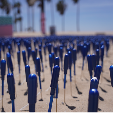 Tampons placed in the sand