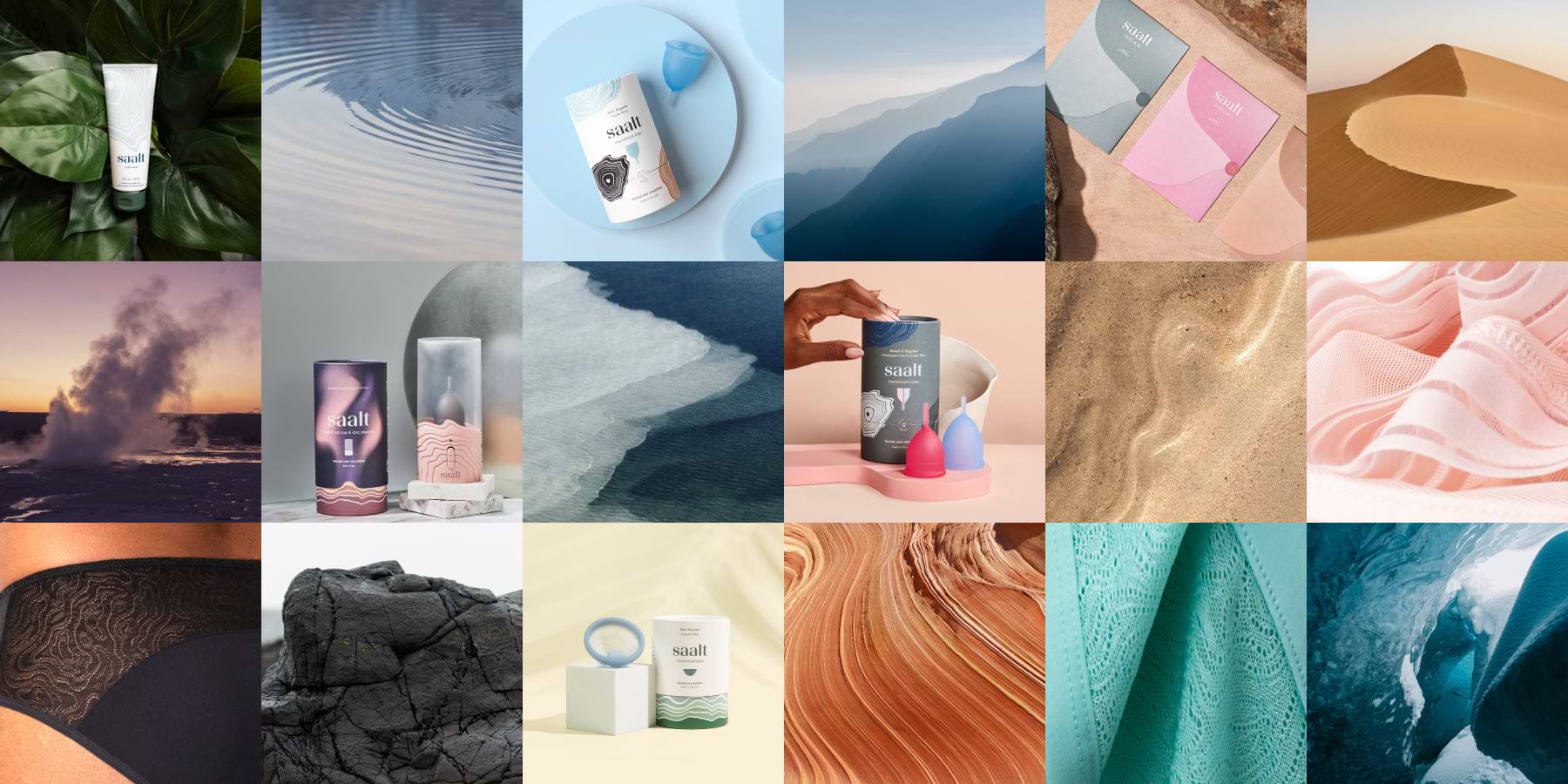 Assortment of images with nature and Saalt products