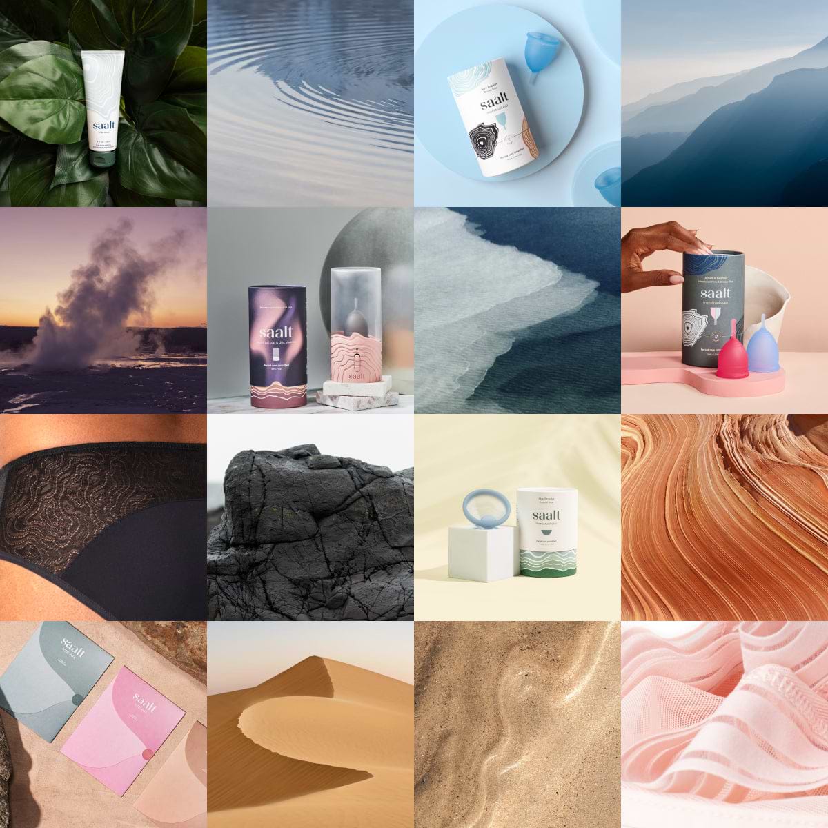 Assortment of images with nature and Saalt products