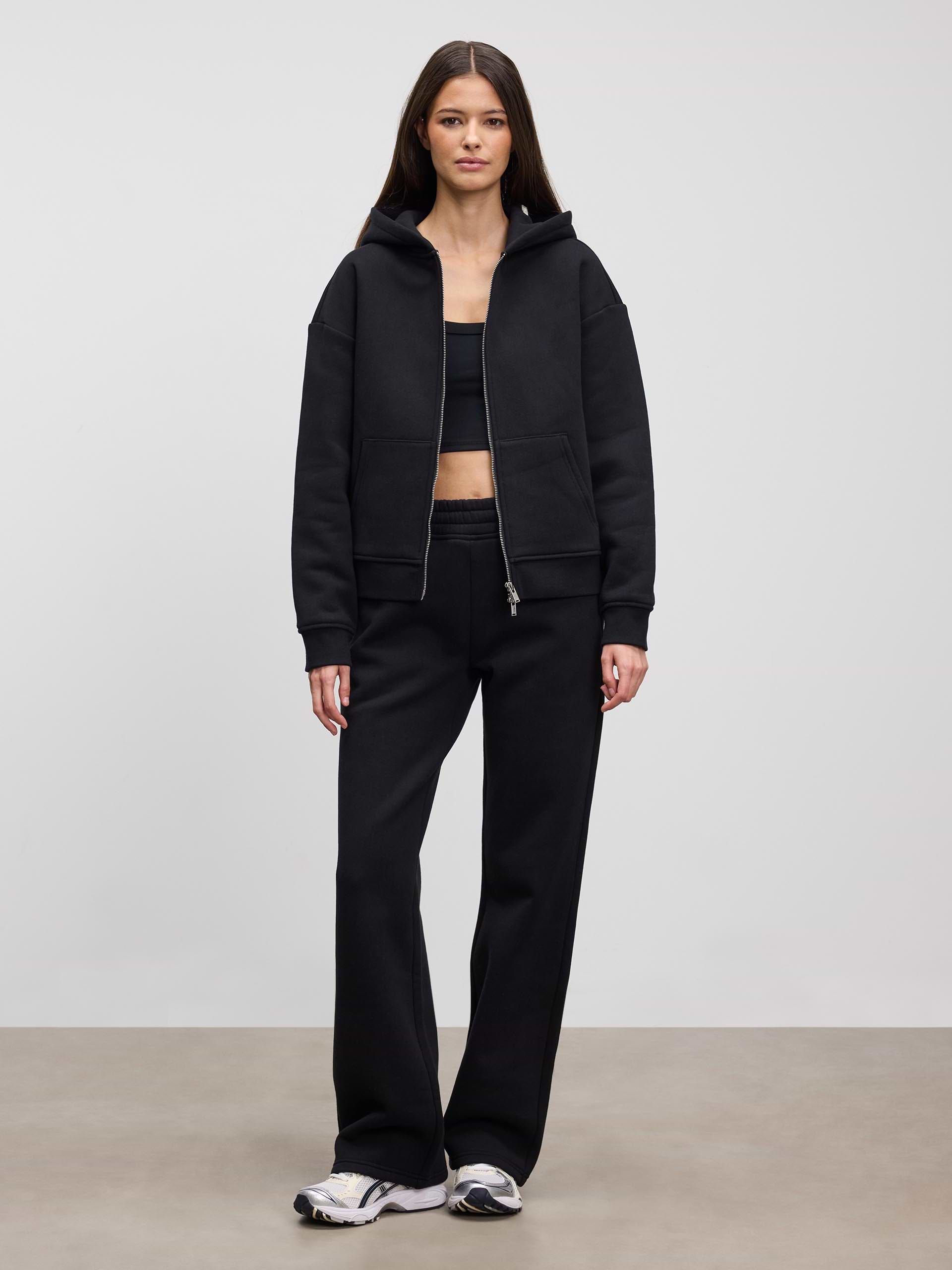 Womens Relaxed Zip Hoodie in Black