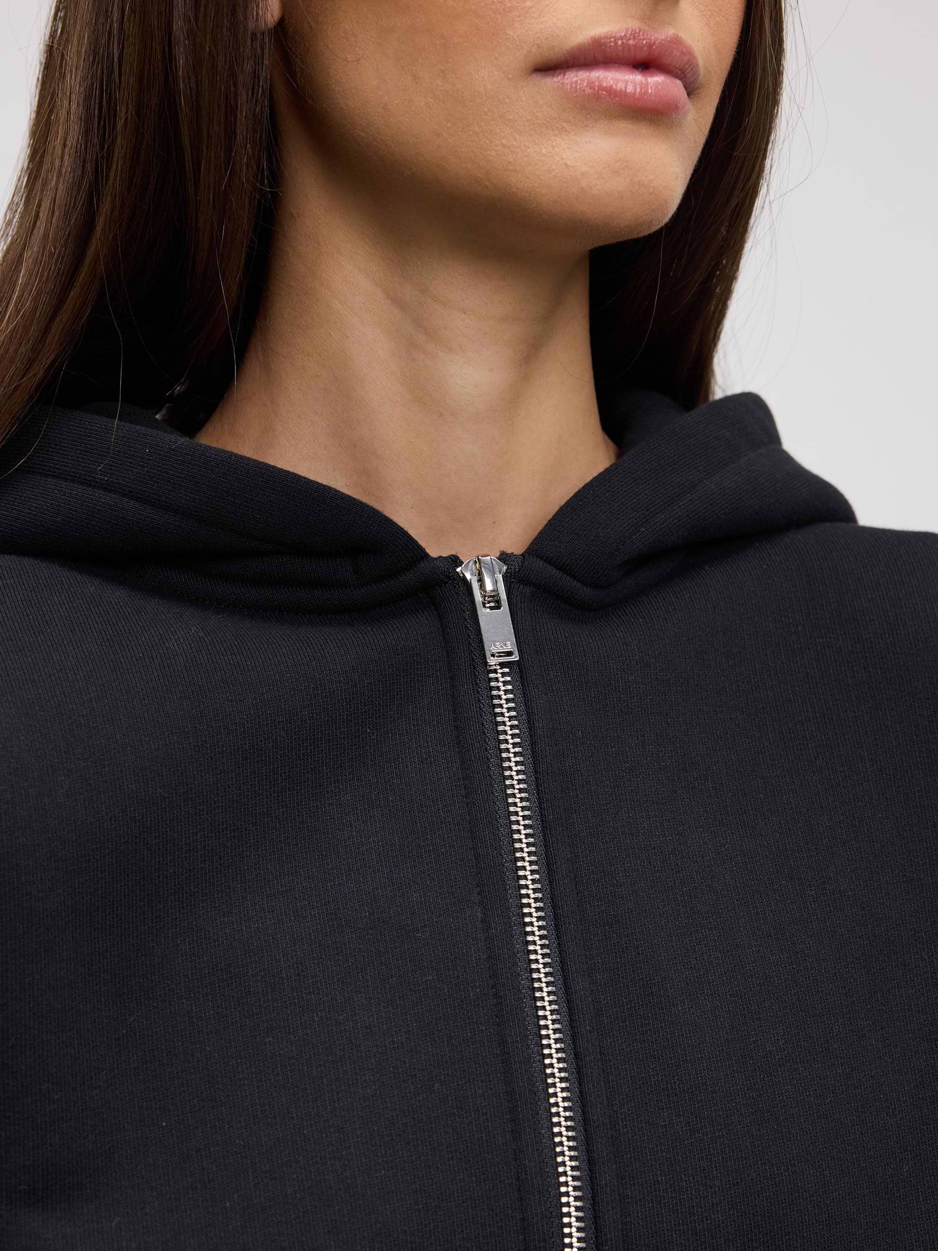 Womens Relaxed Zip Hoodie in Black