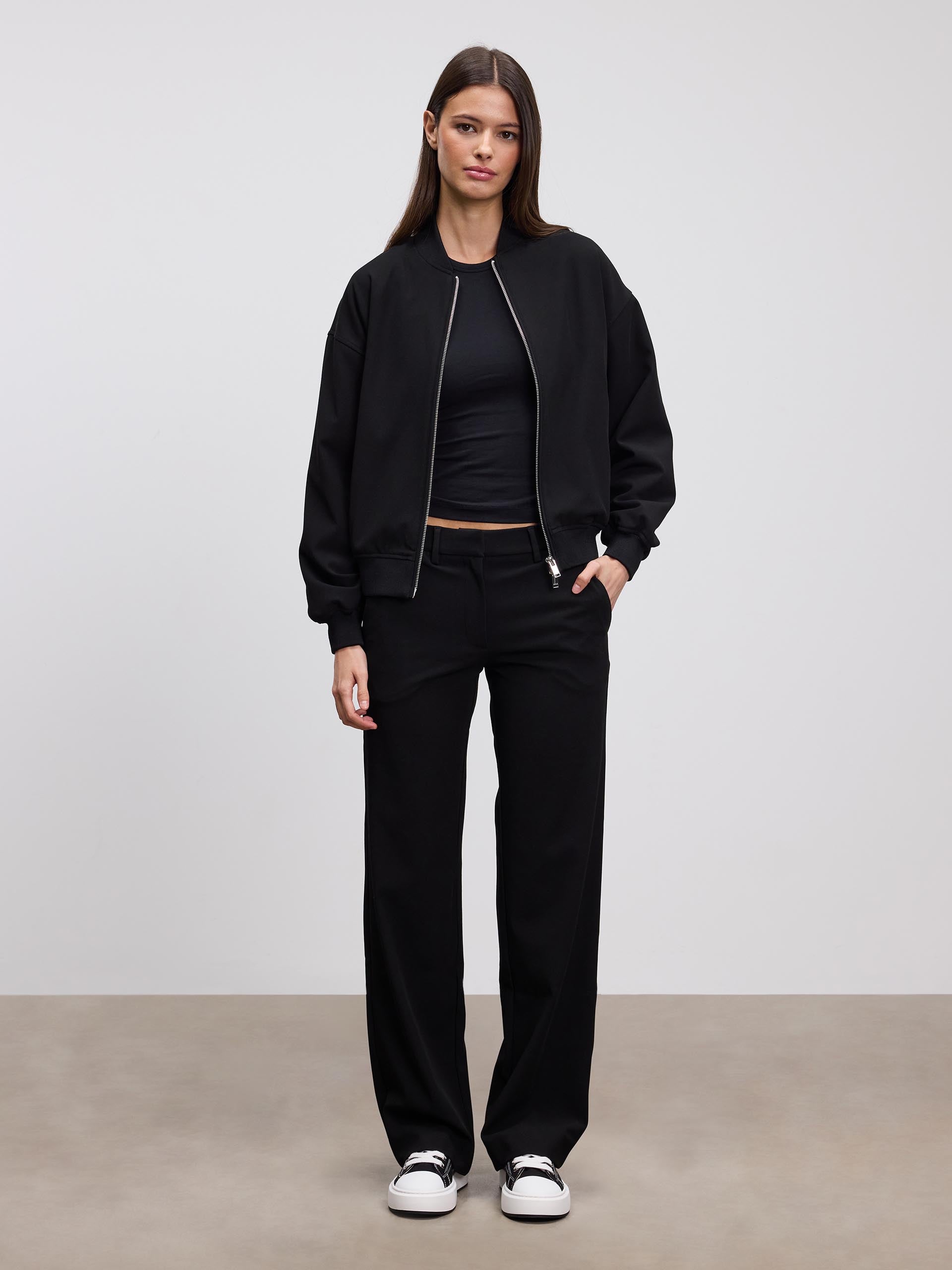 Womens Smart Bomber Jacket in Black