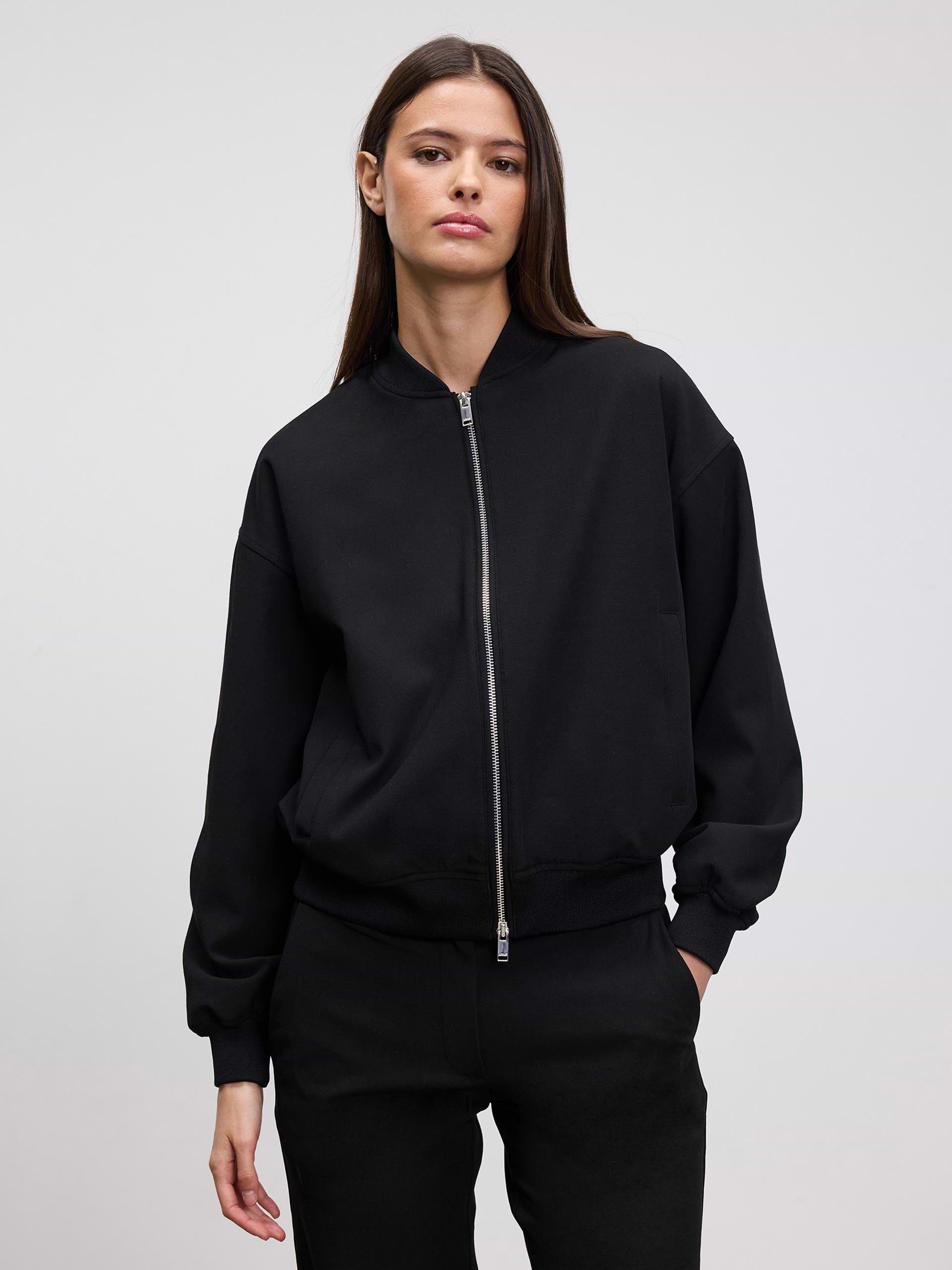 Womens Smart Bomber Jacket in Black
